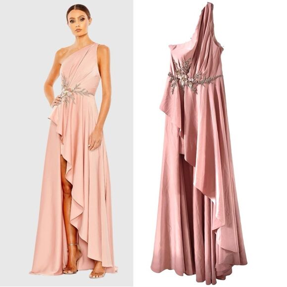 MAC DUGGAL Embellished One Shoulder Asymmetrical Gown in Rose 6 NWT - Picture 16 of 16